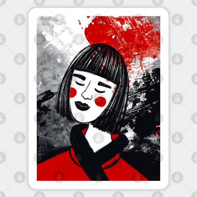 Asian woman illustration Sticker by Nastya Li